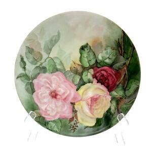 Thomas Sevres Bavaria Antique Hand Painted Porcelain Roses Plate